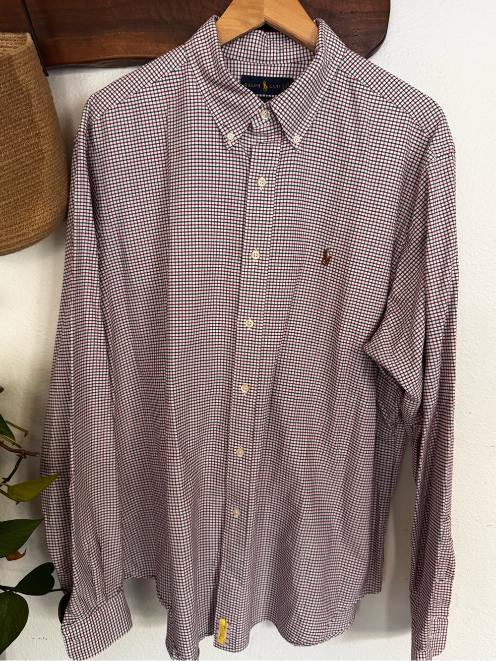 Ralph Lauren 100% Cotton Men’s Blue, Red & White Check Button-Down XL
